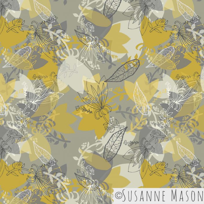 Morning Light, tossed pattern with line motifs by Susanne Mason pattern design
