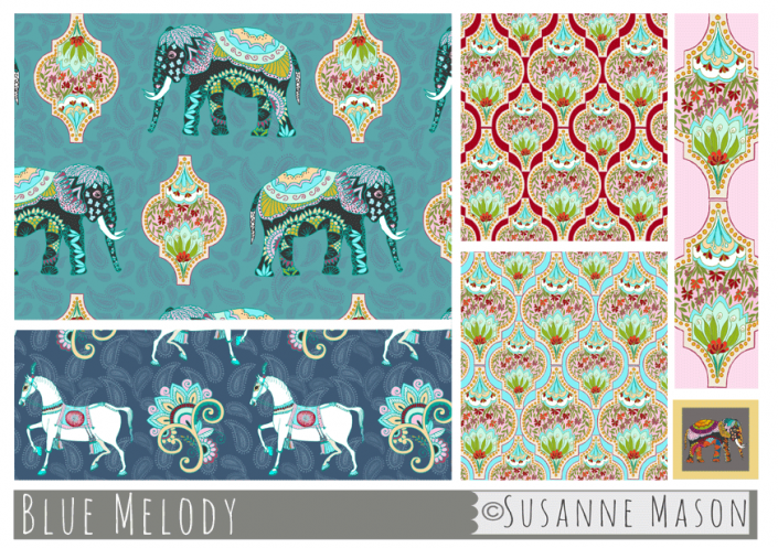 Susanne Mason design, Blue Melody pattern