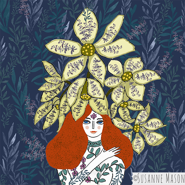Flower Power Girl, Illustration by Susanne Mason