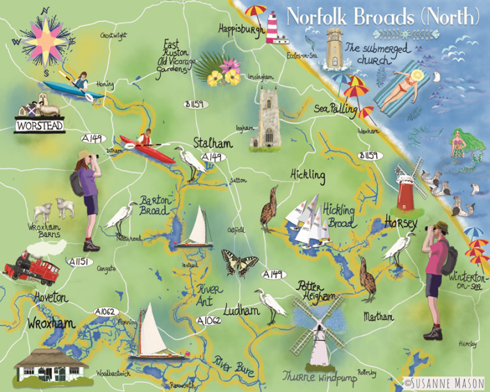map of the Norfolk Broads (North), by Susanne Mason